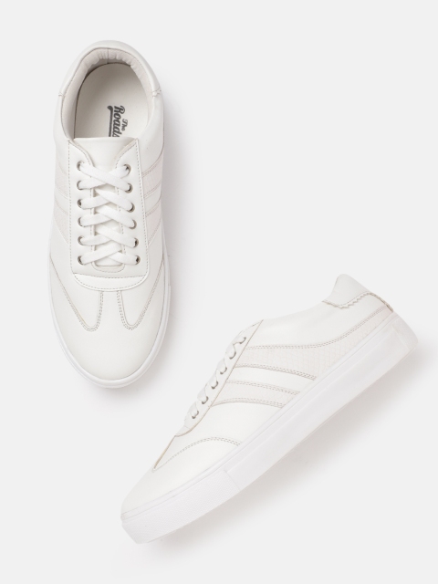 

Roadster Women White Solid Sneakers with Snakeskin Textured Detail
