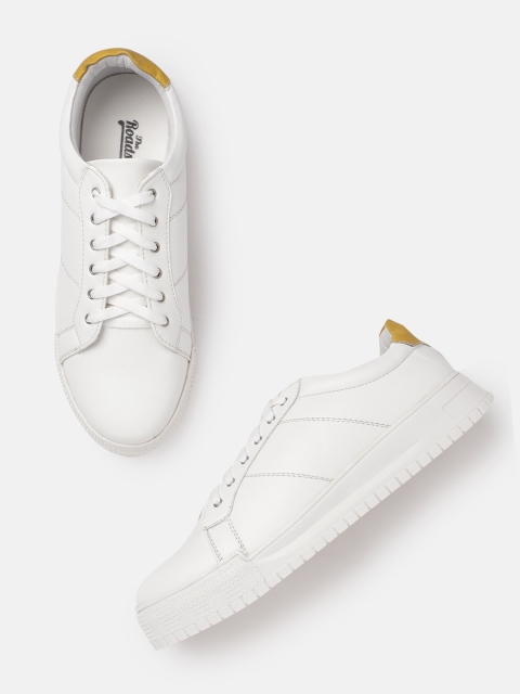 

Roadster Women Solid White Sneakers with Colourblocked Detail