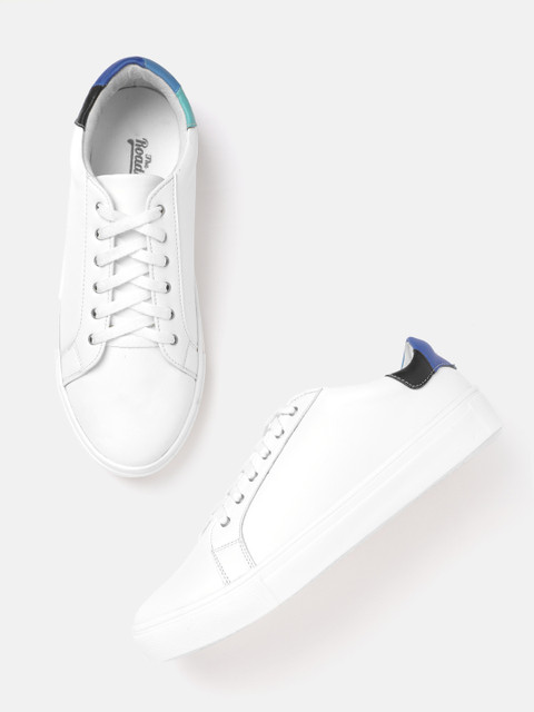 

Roadster Women Solid White Sneakers with Colourblocked Detail