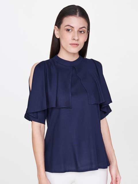 

AND Navy Blue Layered Blouson Top