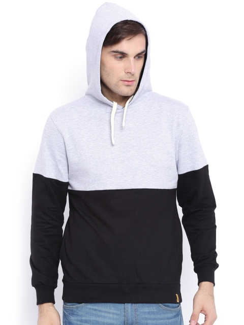 

Campus Sutra Grey and Black Colourblocked Sweatshirt