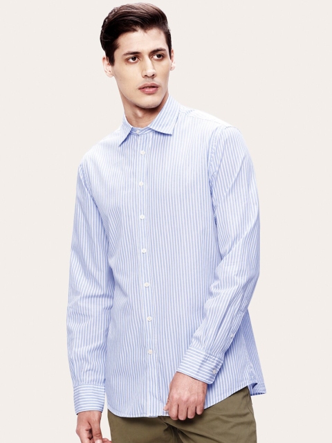 

HACKETT LONDON Men Blue & White Striped Casual Shirt
