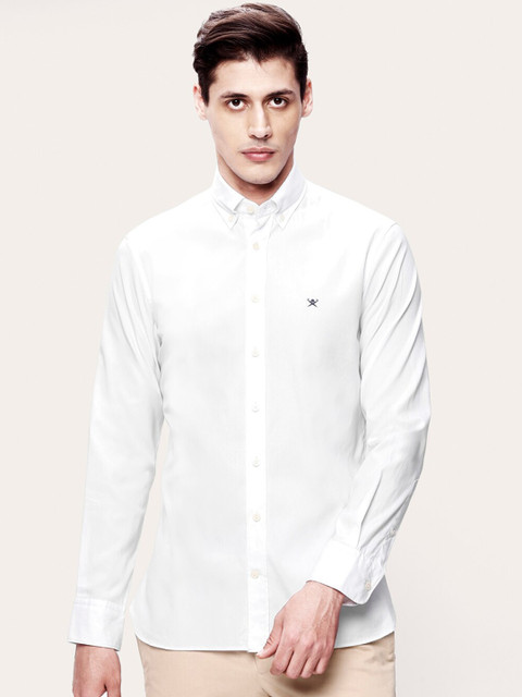 

HACKETT LONDON Men White Solid Cotton Button-Down Collar Casual Shirt