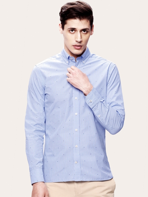 

HACKETT LONDON Men Blue Pinstripes Striped Casual Shirt