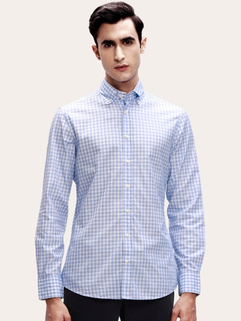 

HACKETT LONDON Men Blue Checked Casual Shirt