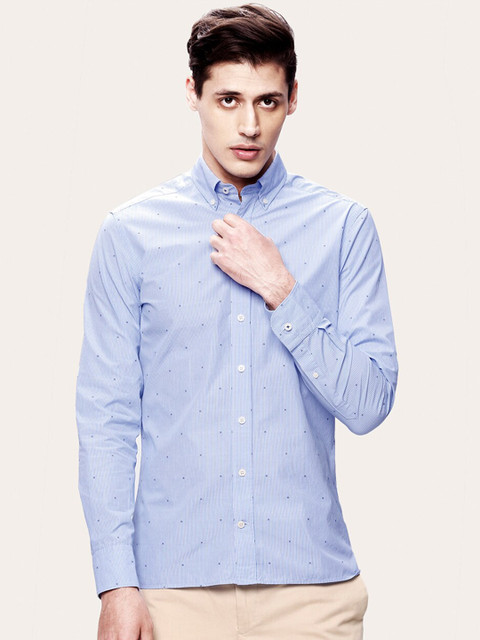 

HACKETT LONDON Men Blue Pinstripes Striped Formal Shirt