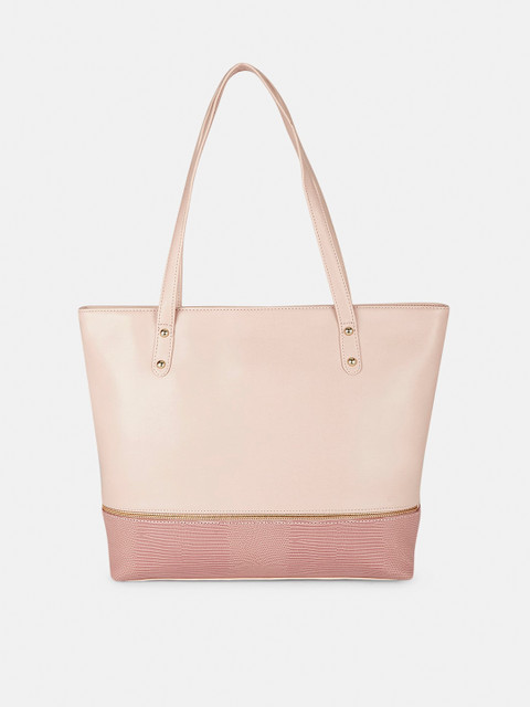 

People Women Tan Colourblocked Oversized Structured Tote Bag