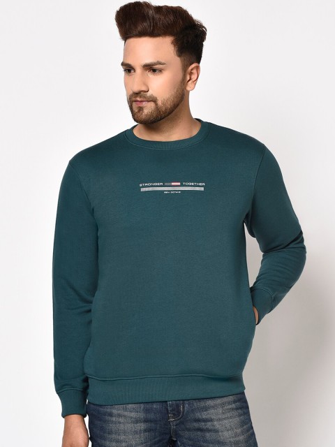 

Octave Men Teal Green & White Typography Printed Sweatshirt