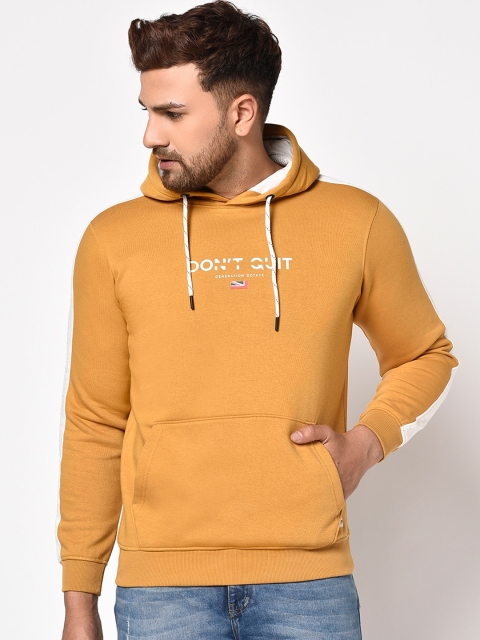 

Octave Men Yellow Solid Hooded Sweatshirt