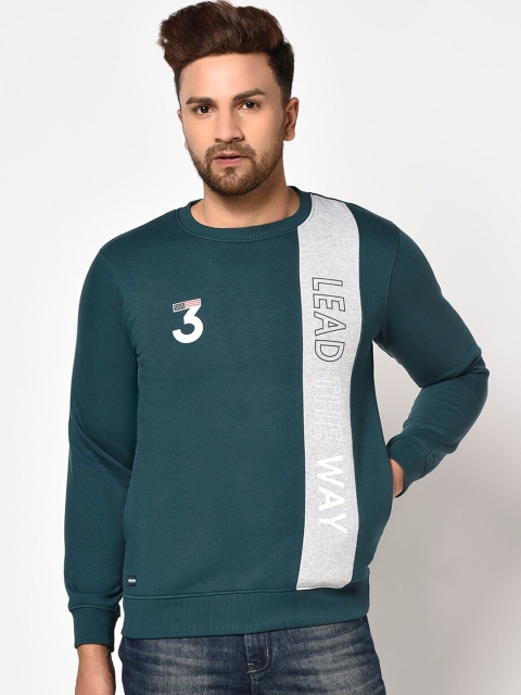 

Octave Men Green and Grey Colourblocked Sweatshirt