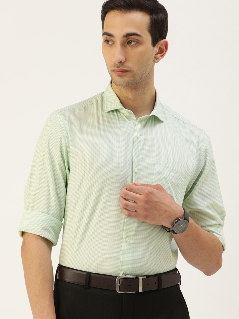 

Peter England Men Green Checked Nuvo Fit Formal Shirt with Anti-Viral Protection