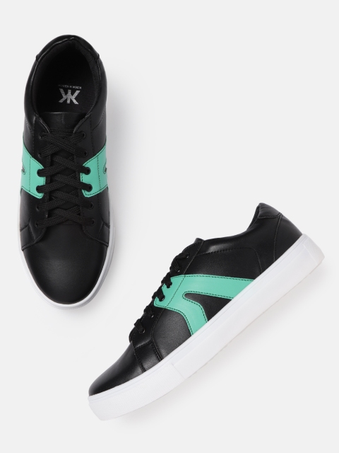 

Kook N Keech Women Black & Teal Green Colourblocked Sneakers
