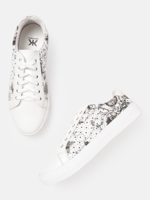 

Kook N Keech Women White & Black Floral Print Sneakers