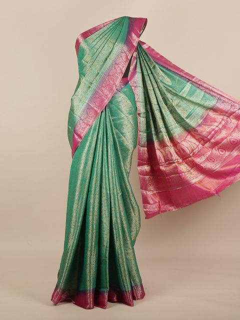 

Pothys Pink & Green Woven Design Jute Silk Saree