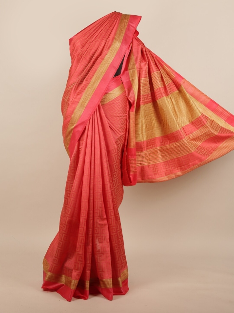 

Pothys Pink & Gold-Toned Jute Silk Saree