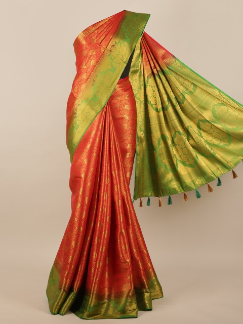 

Pothys Red & Green Woven Design Zari Jute Silk Saree