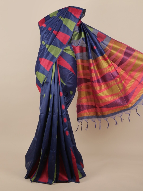 

Pothys Navy Blue & Pink Woven Design Jute Silk Saree