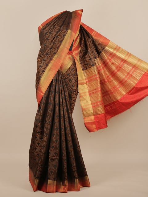 

Pothys Black & Red Woven Design Jute Silk Saree