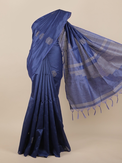 

Pothys Blue & White Jute Silk Saree