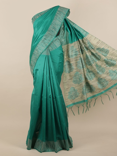 

Pothys Green & Beige Jute Silk Saree