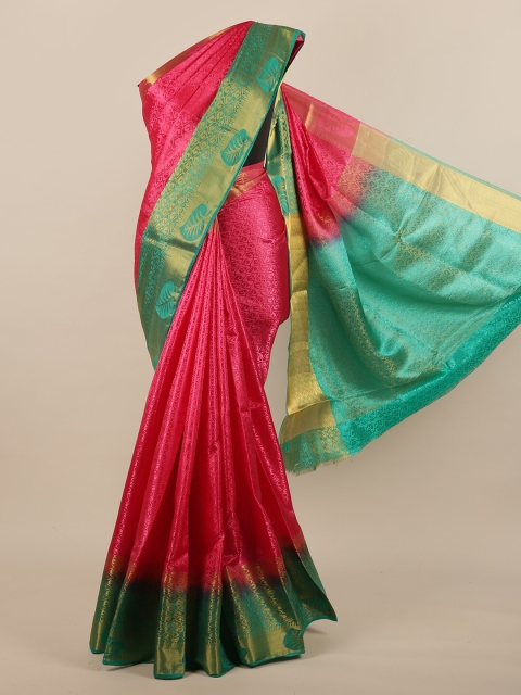 

Pothys Pink & Sea Green Woven Design Jute Silk Saree