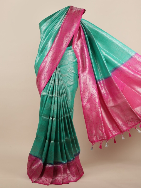 

Pothys Sea Green & Pink Ethnic Motifs Zari Jute Silk Saree