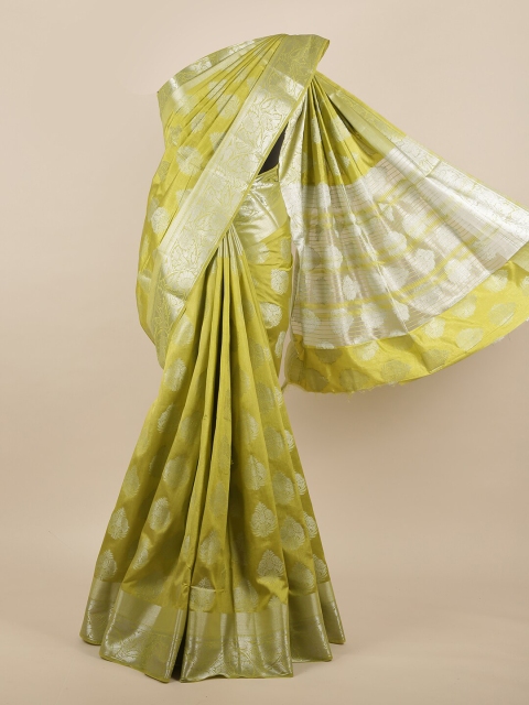 

Pothys Green & Silver-Toned Ethnic Motifs Zari Jute Silk Saree