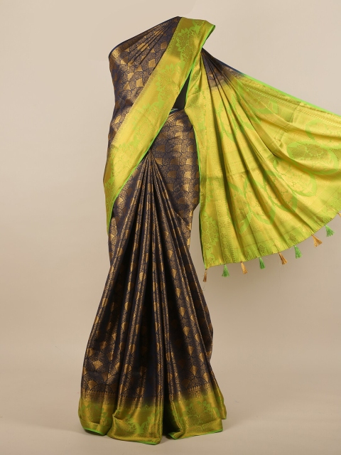

Pothys Navy Blue & Green Woven Design Zari Border Jute Silk Saree