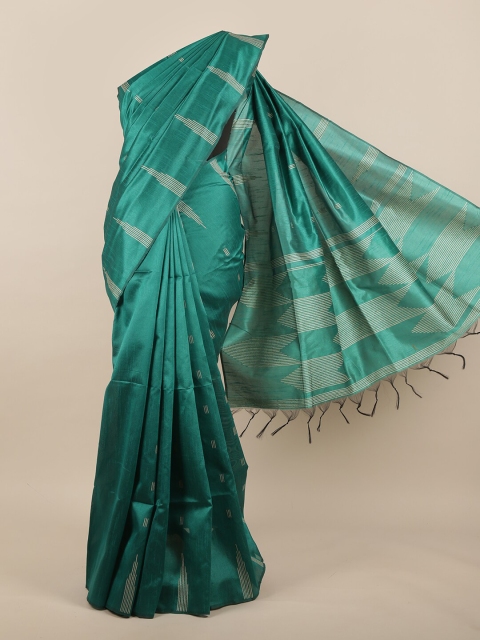 

Pothys Green & Beige Jute Silk Saree