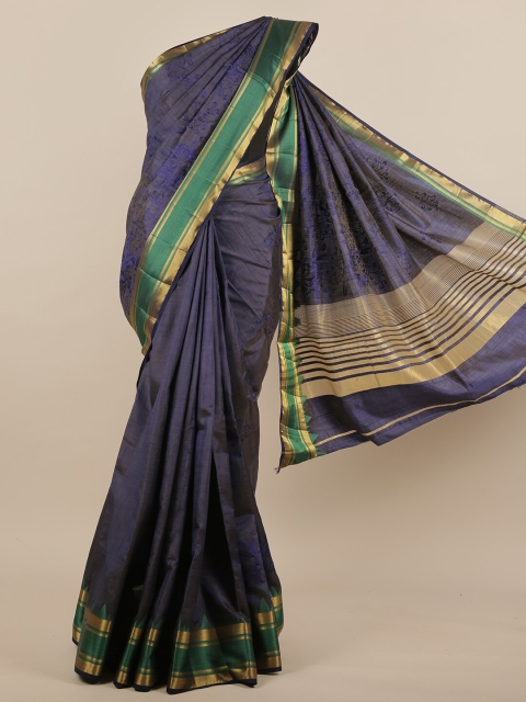 

Pothys Blue & Green Floral Jute Silk Saree