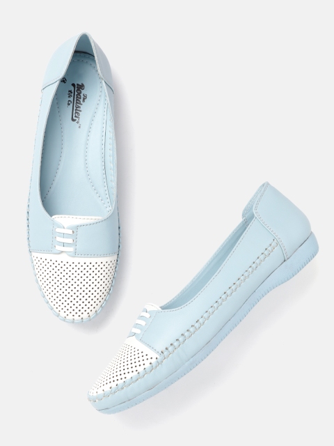 

Roadster Women White & Blue Colourblocked Ballerinas with Perforations