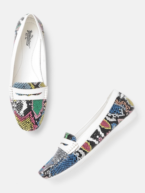 

Roadster Women Multicoloured Snakeskin Textured Penny Loafers, Multi