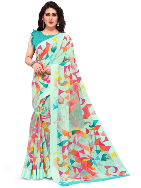 

KALINI Sea Green & Multicoloured Abstract Printed Saree
