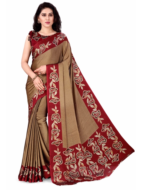 

KALINI Brown & Maroon Printed Saree