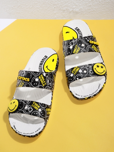 

Crocs Unisex Black & Yellow Classic SmileyWorld(R) Printed Sliders
