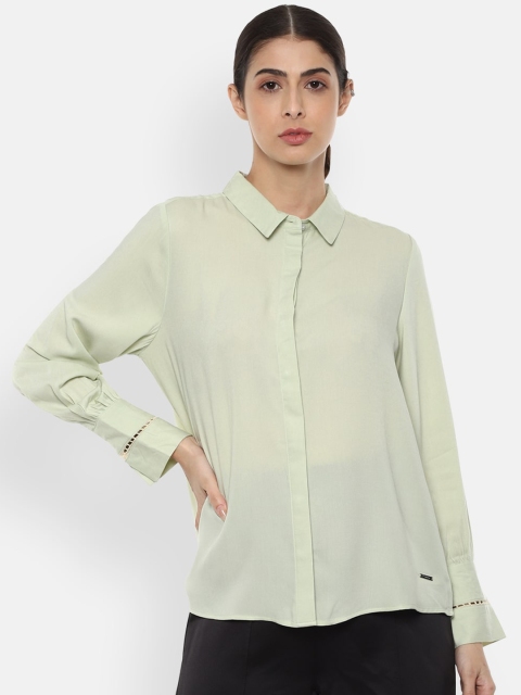 

Van Heusen Woman Green French Cuff Casual Shirt