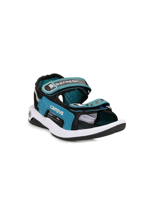 

Campus Unisex Kids Black & Turquoise Blue Open Toe Comfort Sandals