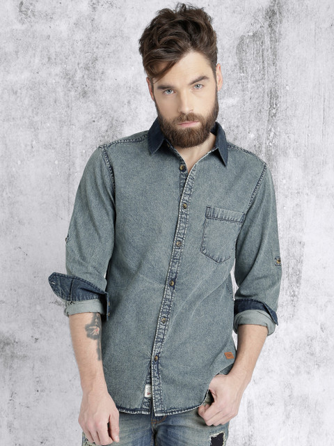 

Roadster Men Blue Regular Fit Denim Shirt
