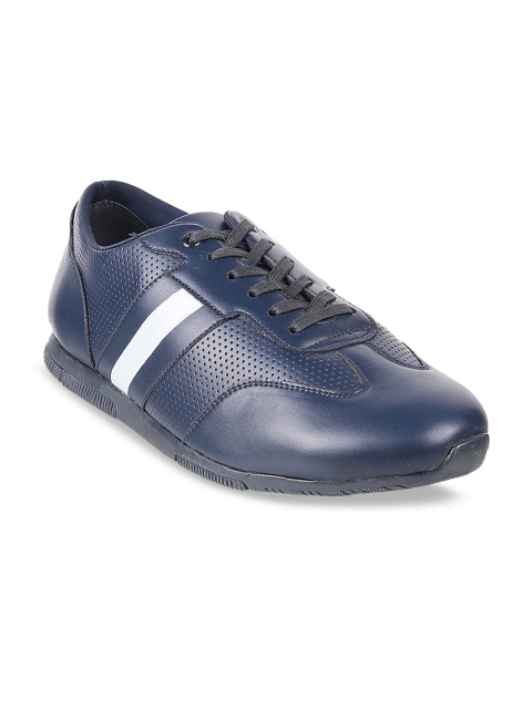 

Mochi Men Blue & White Perforated Leather Sneakers