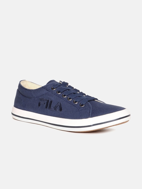 

FILA Unisex Blue Embroidered Lace-Up Sneakers
