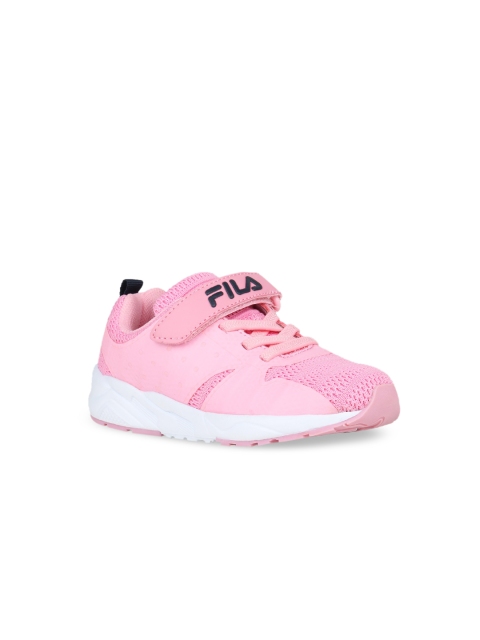 

FILA Unisex Kids Pink Woven Design PU Sneakers