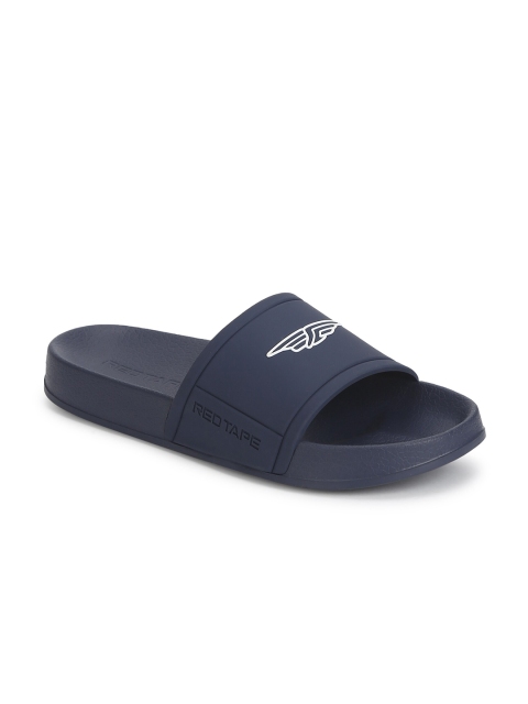 

Red Tape Men Navy Blue Printed Rubber Sliders