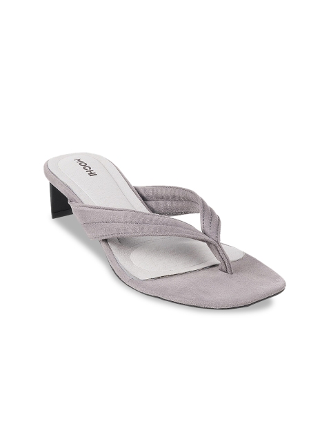 

Mochi Women Grey Solid Open Toe Block Heels