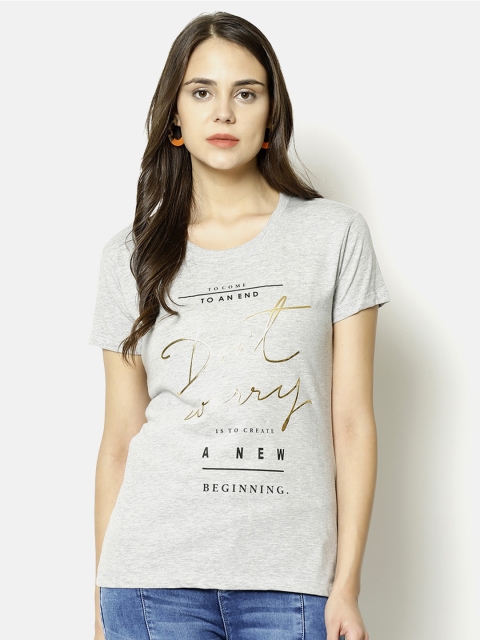 

V2 Value & Variety Grey Printed Chambray Regular Top