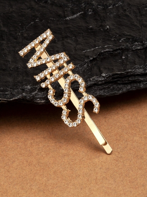 

Ferosh Women Gold-Toned & White Embellished Bobby Pin