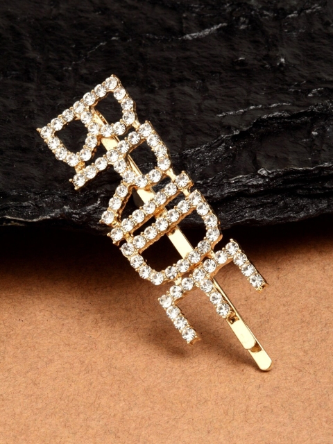 

Ferosh Women Gold-Toned & White Embellished Bobby Pin