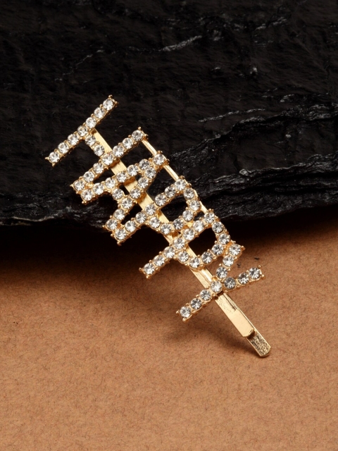 

Ferosh Gold Happy Embellished Bobby Pin