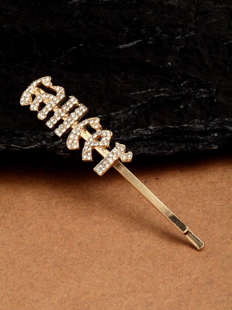 

Ferosh Women Gold-Toned & White Embellished Bobby Pin