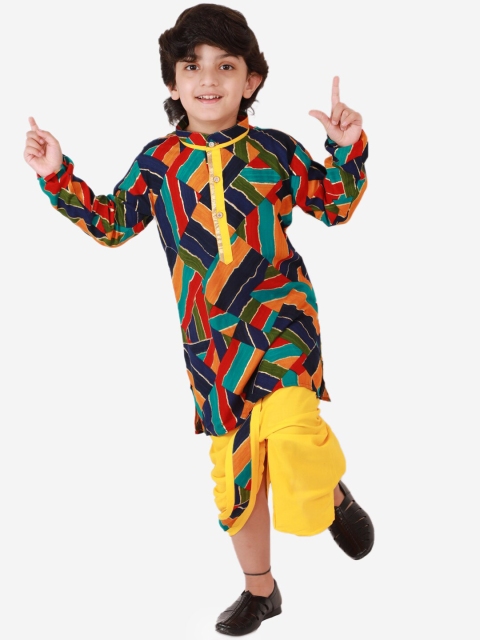 

KID1 Boys Yellow Printed Pure Cotton Kurta with Dhoti Pants