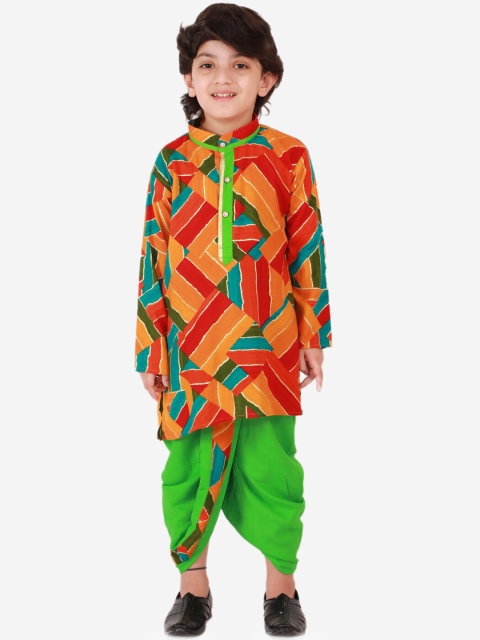 

KID1 Boys Green Printed Pure Cotton Kurta with Dhoti Pants